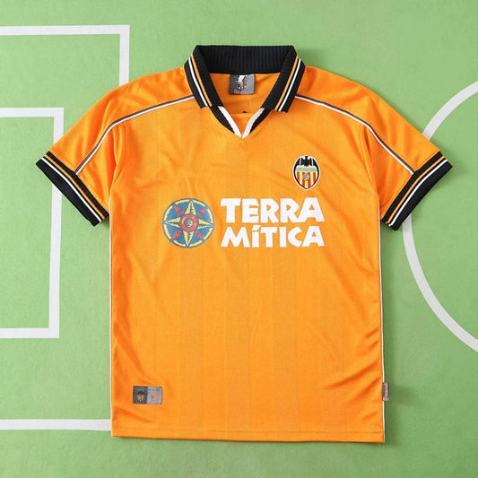 Valencia CF 1999 2000 Orange Retro Jersey Camiseta Soccer Shirt
