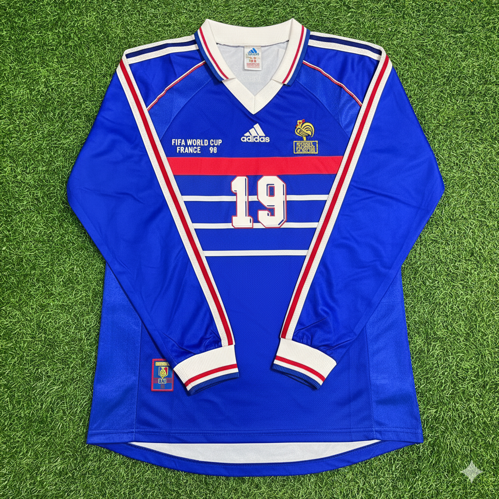 Claude Makelele France 1998 World Cup Retro Long Sleeve Football Jersey Maillot Trikot Soccer Shirt